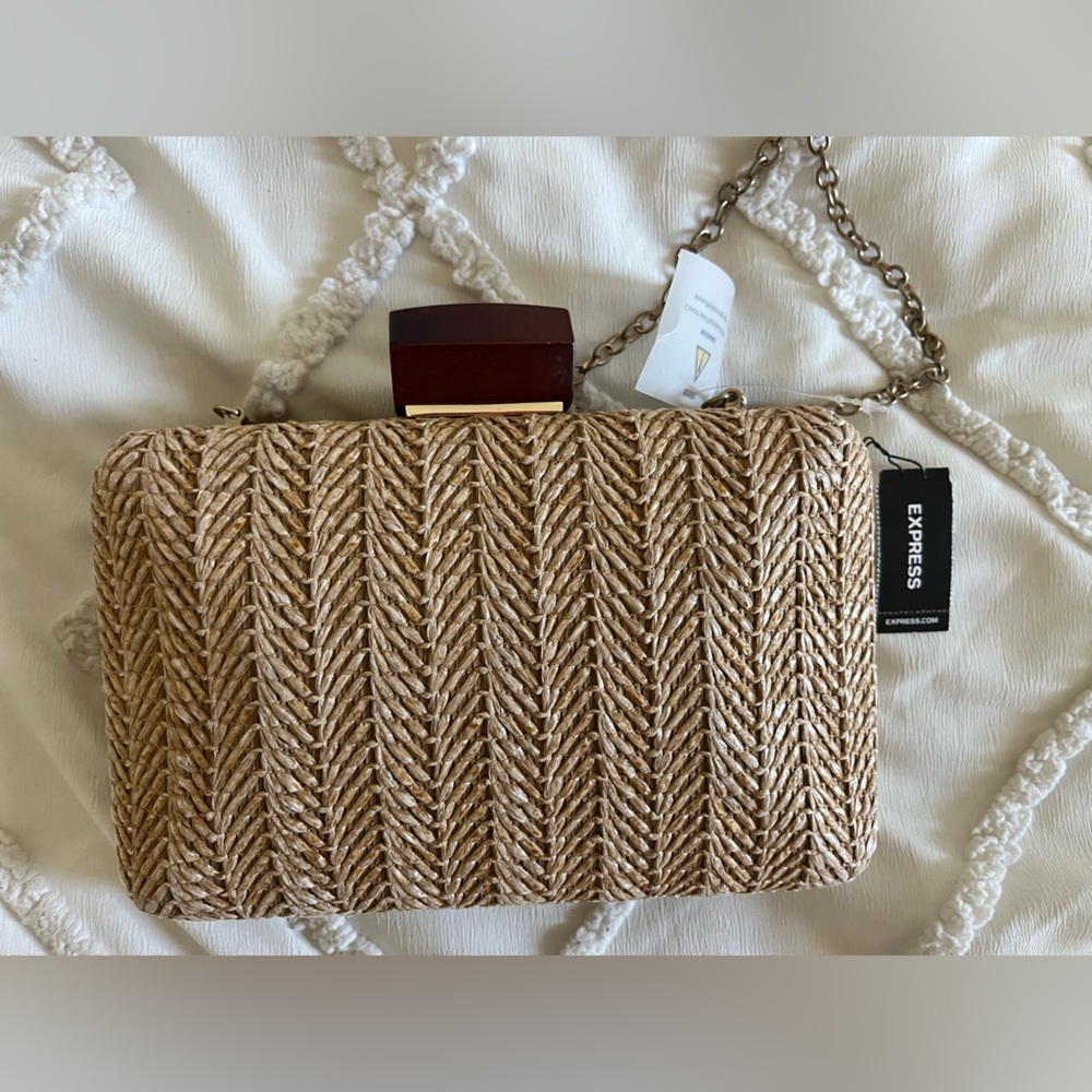 Express Stylish Woven Wicker Crossbody Clutch Purse